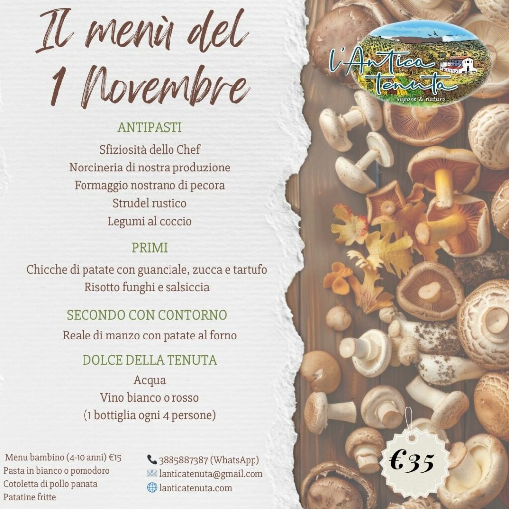 Menù del Primo Novembre