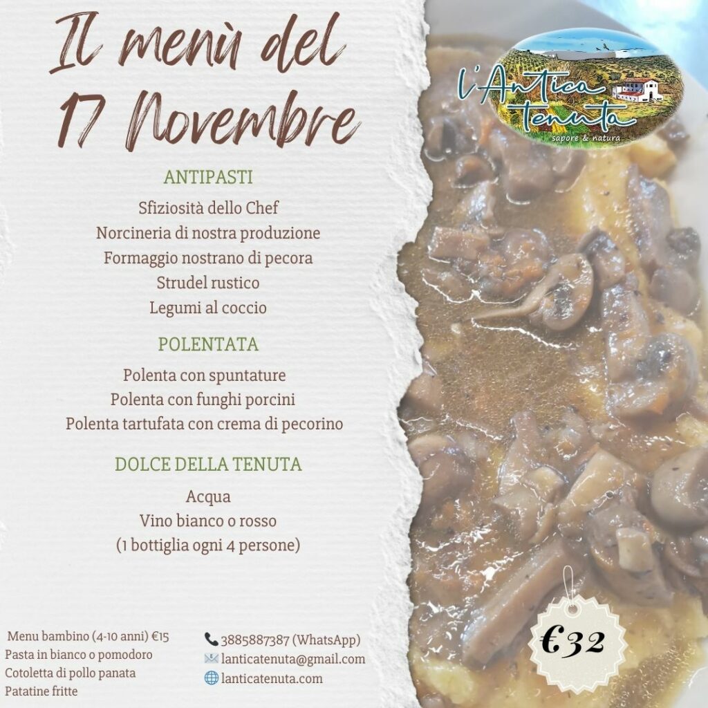 Il menù del 17 Novembre